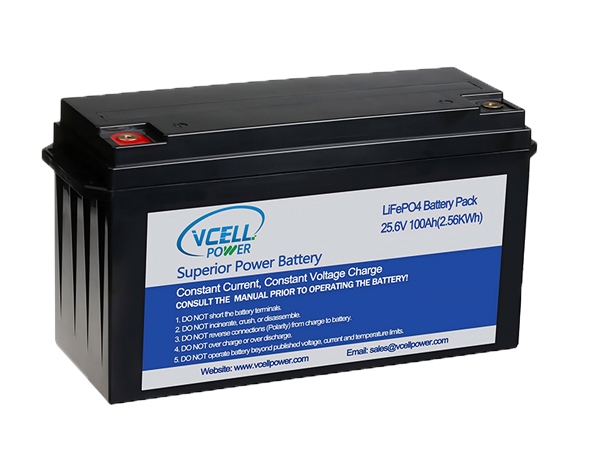25.6V 100Ah LiFePO4 Deep Cycle Battery With ABS Case