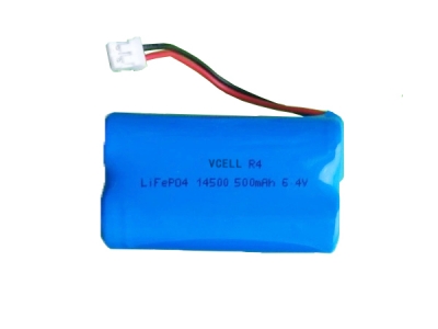 6.4V 14500 500mAh Rechargeable LiFePo4 Battery Pack For Solar Light