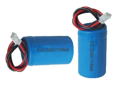 3.7V 900mAh ICR18350 Rechargeable Li-Ion Battery With PCM