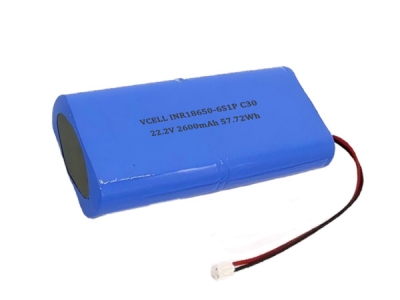 22.2V 2600mAh 18650 6S1P Rechargeable Lithium Ion Battery For Power Supply