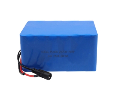 24V 25Ah 21700 锂离子充电电池，带BMS
