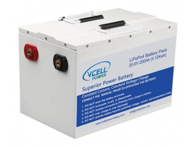 High Capacity 25.6V 200Ah LiFePo4 Battery Pack