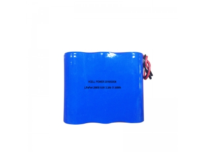 9.6V 3.3Ah IFR26650 3S1P LFP Lithium Battery Pack For Solar Street Light
