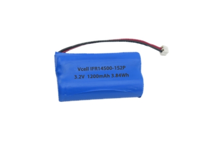 3.2V 1200mAh IFR14500-1S2P Rechargeable Lifepo4 Battery Pack