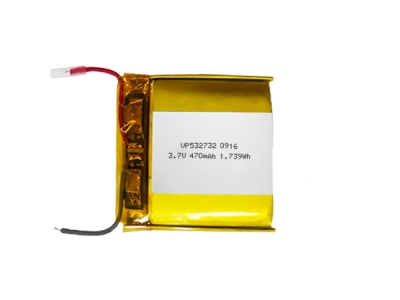 532732 3.7V 470mAh 锂聚合物充电电池，带PCM 