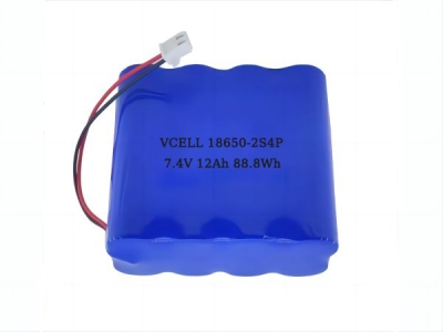 7.4V 12Ah 18650 2S4P Li-Ion Battery For Medical Equipment