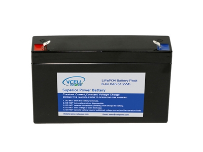 6.4V 10Ah 64Wh RechargeableLiFePo4 Battery Pack
